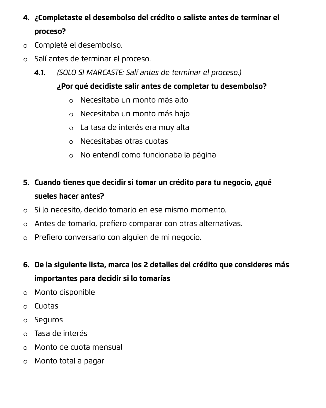 Encuesta de Crédito para Negocios - Formato 2