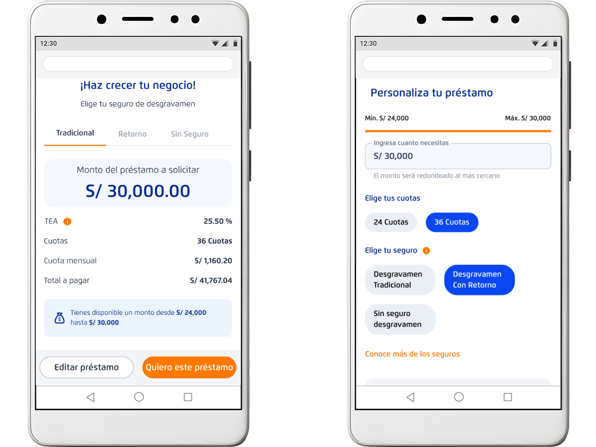 Diseño de crédito paquetizado orientado a que el usuario tenga acceso rápido a un crédito sugerido.