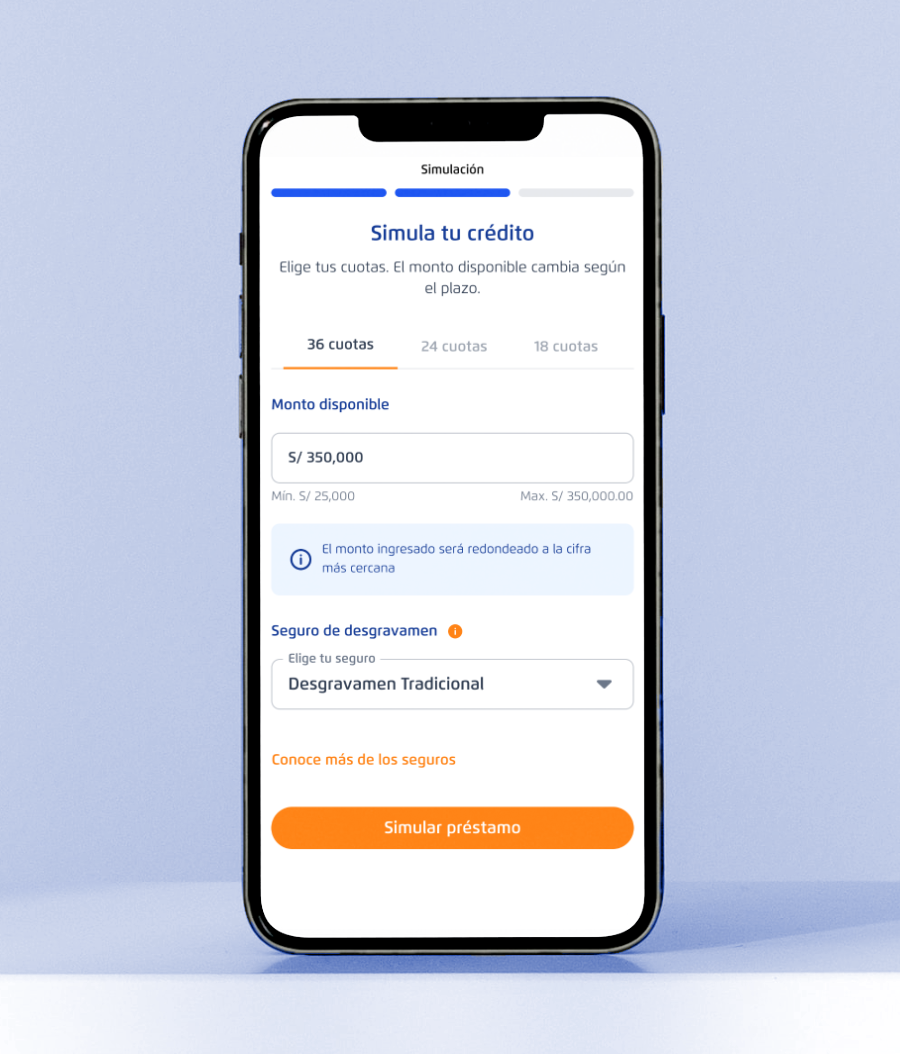 Simulación de crédito con opciones personalizables